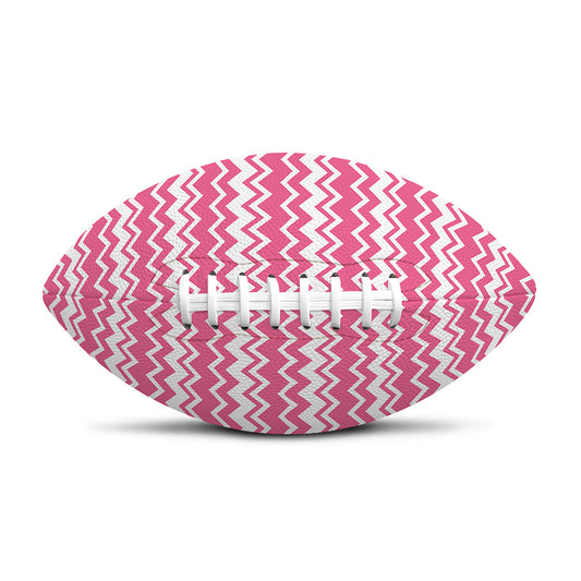 Pink And White Zigzag Pattern Print Rugby Ball