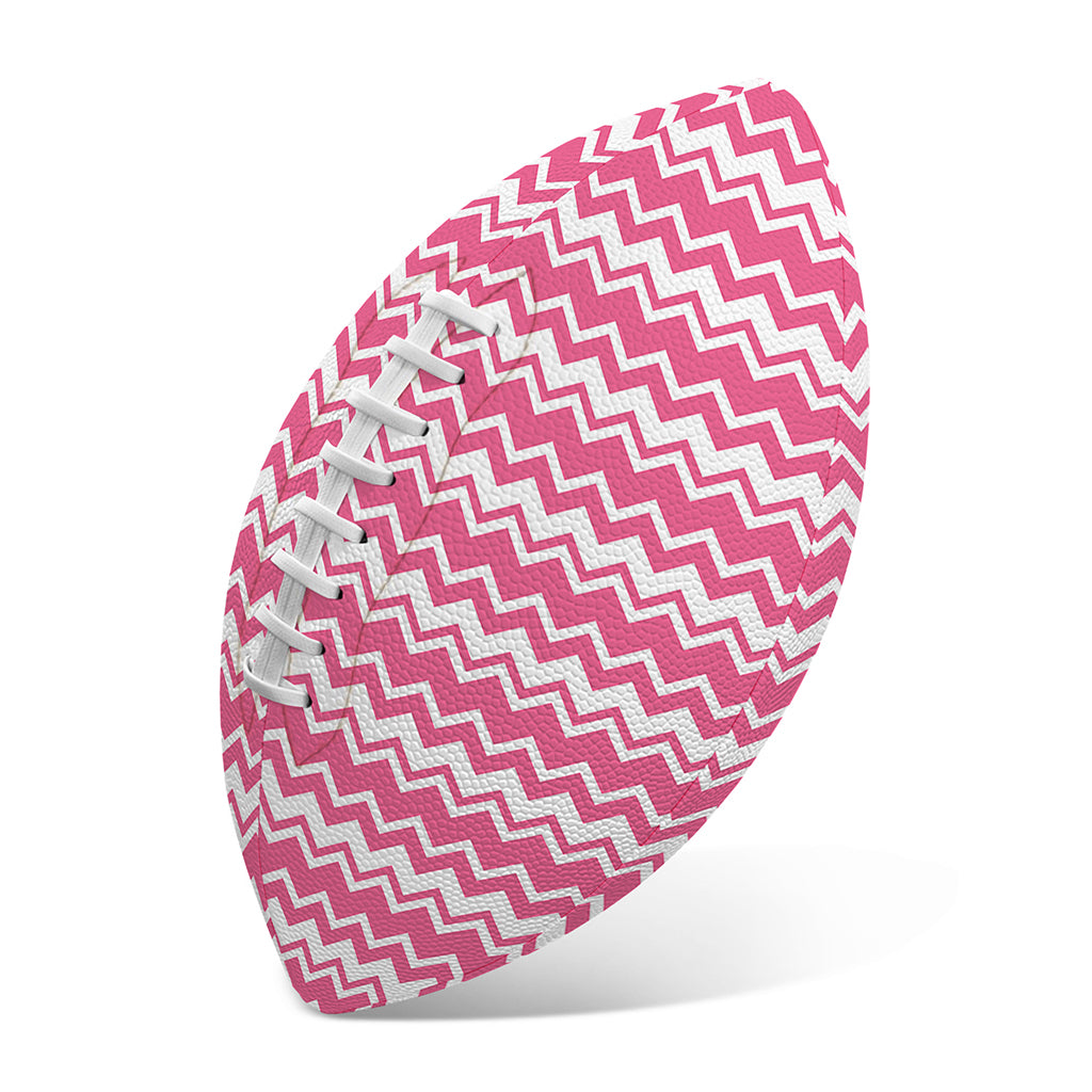 Pink And White Zigzag Pattern Print Rugby Ball