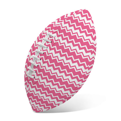 Pink And White Zigzag Pattern Print Rugby Ball