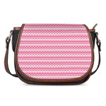 Pink And White Zigzag Pattern Print Saddle Bag
