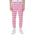 Pink And White Zigzag Pattern Print Joggers