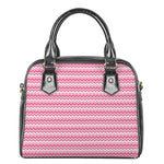 Pink And White Zigzag Pattern Print Shoulder Handbag