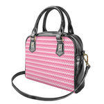 Pink And White Zigzag Pattern Print Shoulder Handbag