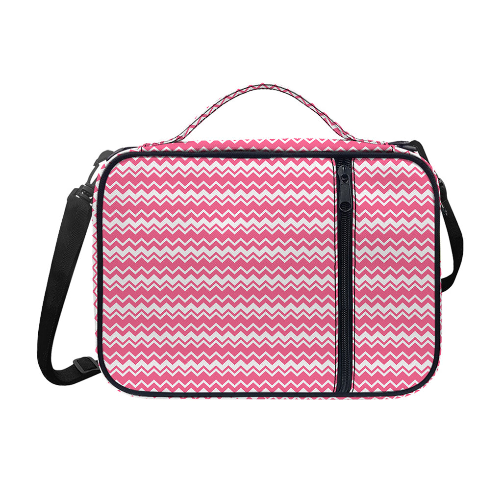 Pink And White Zigzag Pattern Print Shoulder Strap Bible Bag