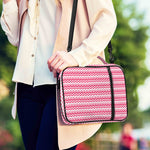 Pink And White Zigzag Pattern Print Shoulder Strap Bible Bag