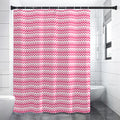 Pink And White Zigzag Pattern Print Shower Curtain