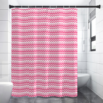 Pink And White Zigzag Pattern Print Shower Curtain