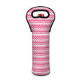 Pink And White Zigzag Pattern Print Single Neoprene Wine Tote