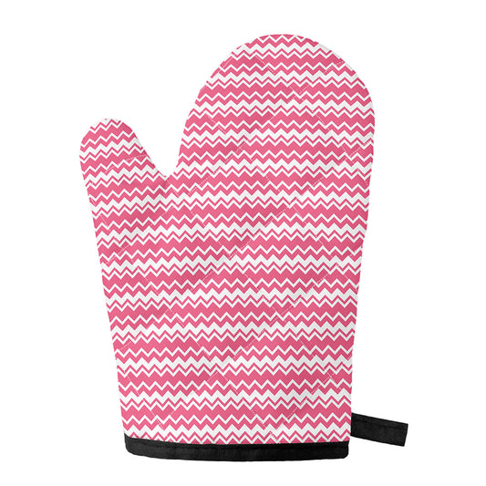 Pink And White Zigzag Pattern Print Single Oven Mitt