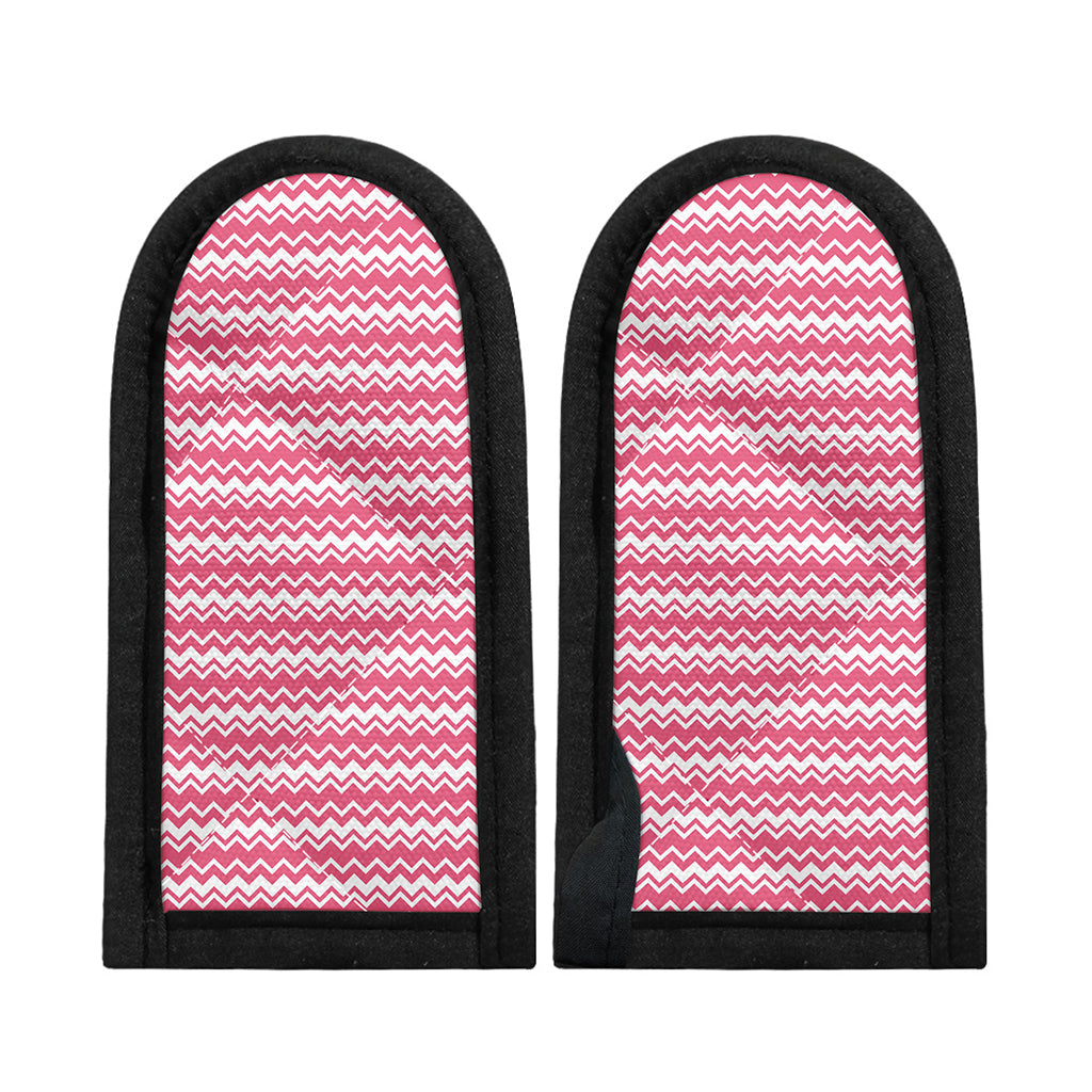 Pink And White Zigzag Pattern Print Skillet Handle Cover