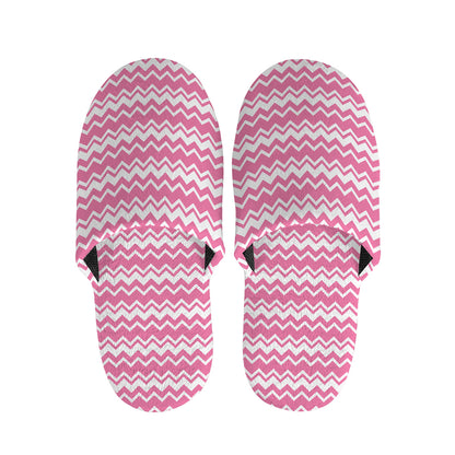 Pink And White Zigzag Pattern Print Slippers
