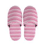 Pink And White Zigzag Pattern Print Slippers