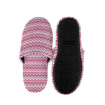 Pink And White Zigzag Pattern Print Slippers