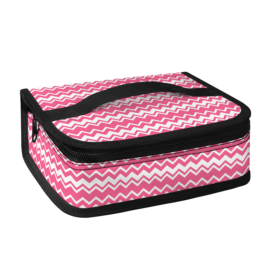Pink And White Zigzag Pattern Print Small Lunch Bag