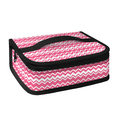 Pink And White Zigzag Pattern Print Small Lunch Bag