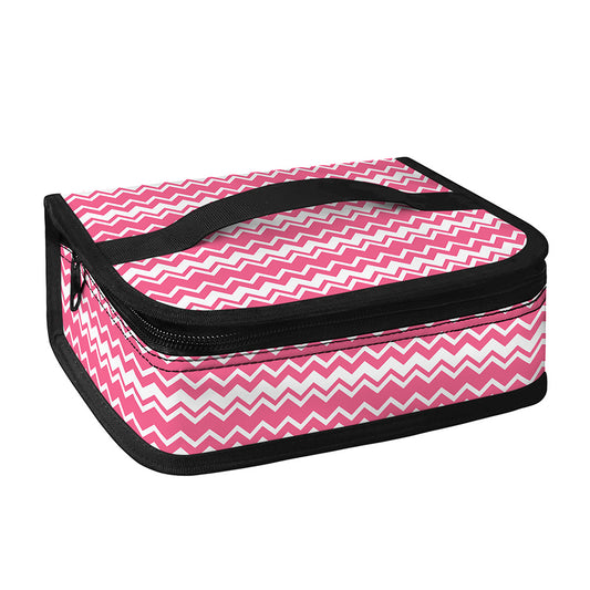Pink And White Zigzag Pattern Print Small Lunch Bag