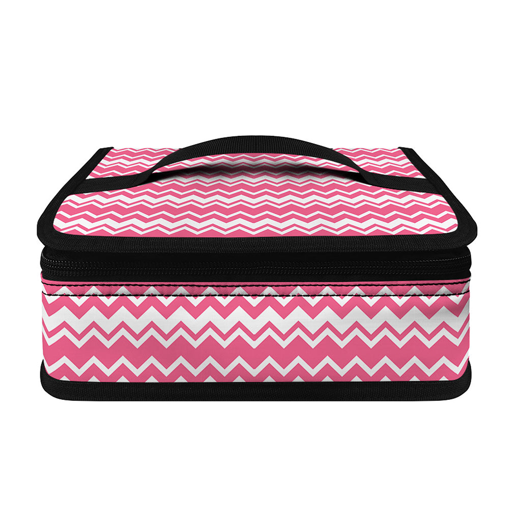 Pink And White Zigzag Pattern Print Small Lunch Bag