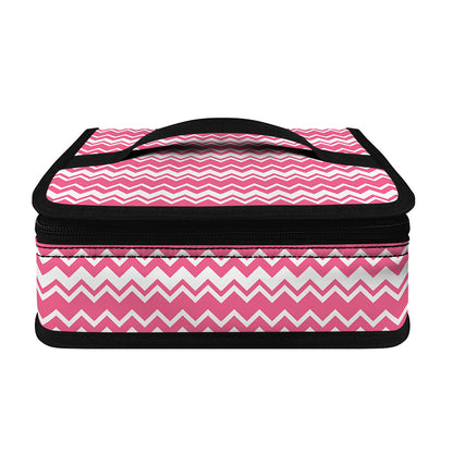 Pink And White Zigzag Pattern Print Small Lunch Bag
