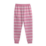 Pink And White Zigzag Pattern Print Sweatpants
