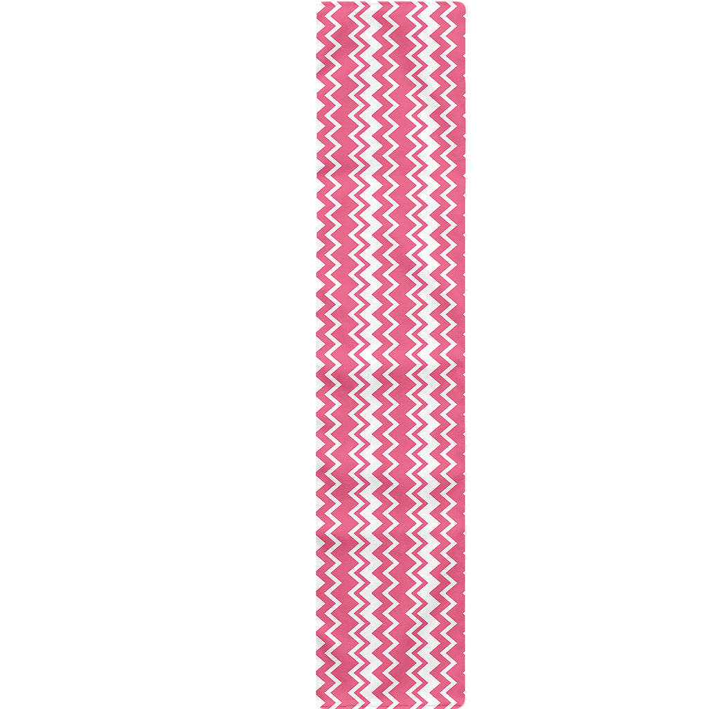 Pink And White Zigzag Pattern Print Table Runner