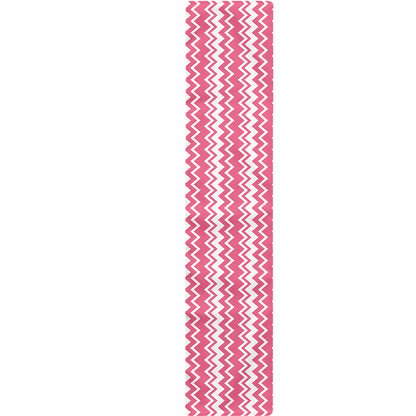 Pink And White Zigzag Pattern Print Table Runner
