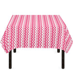 Pink And White Zigzag Pattern Print Tablecloth