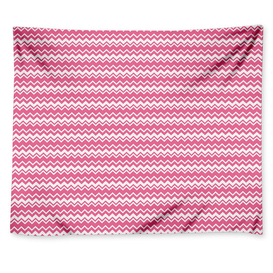 Pink And White Zigzag Pattern Print Tapestry