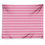 Pink And White Zigzag Pattern Print Tapestry