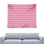 Pink And White Zigzag Pattern Print Tapestry