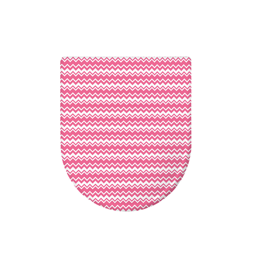 Pink And White Zigzag Pattern Print Toilet Lid Cover