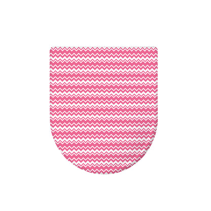 Pink And White Zigzag Pattern Print Toilet Lid Cover