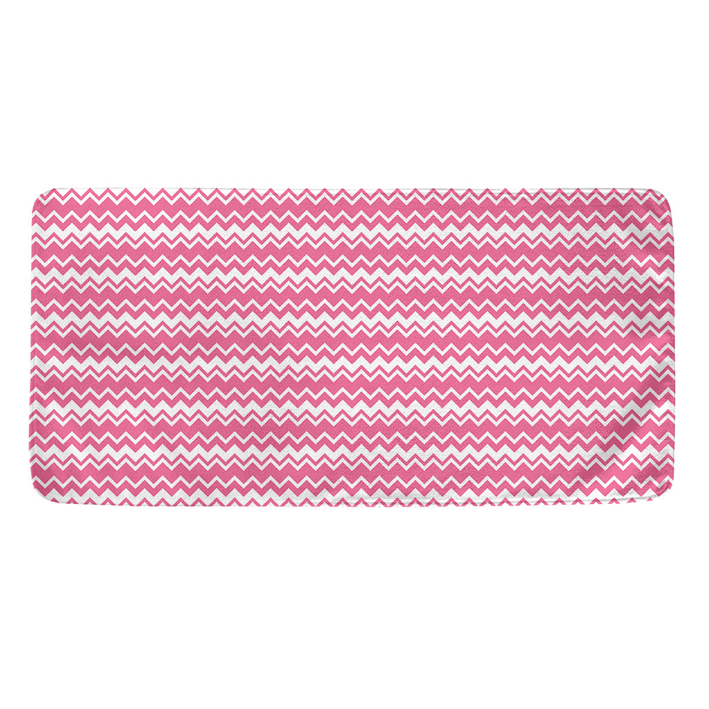 Pink And White Zigzag Pattern Print Towel