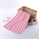 Pink And White Zigzag Pattern Print Towel