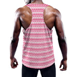 Pink And White Zigzag Pattern Print Training Tank Top