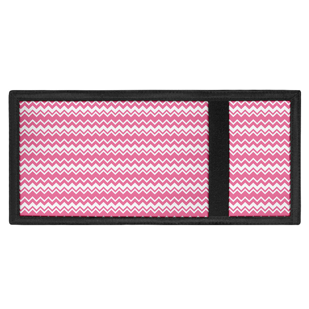 Pink And White Zigzag Pattern Print Trifold Wallet