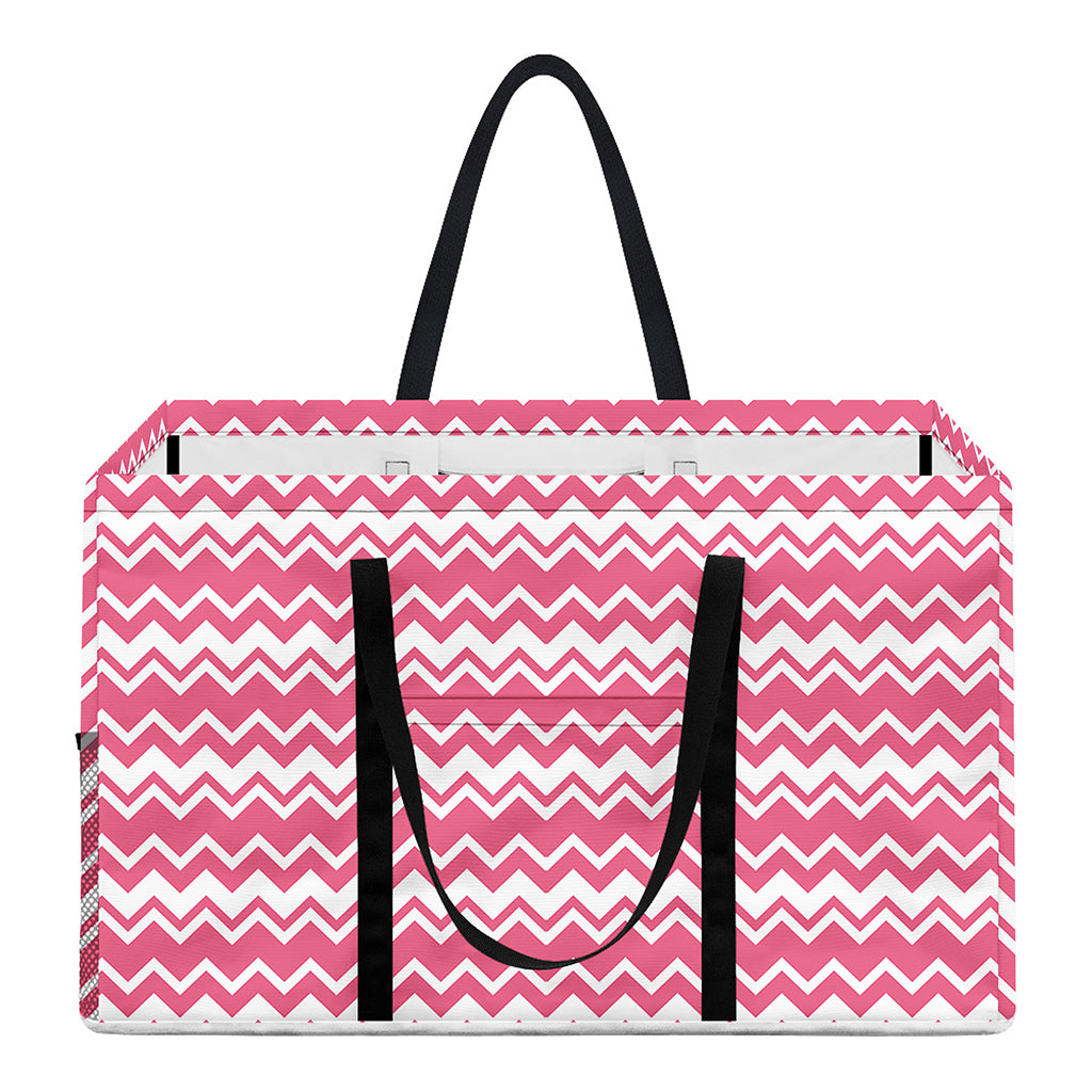 Pink And White Zigzag Pattern Print Utility Tote Bag