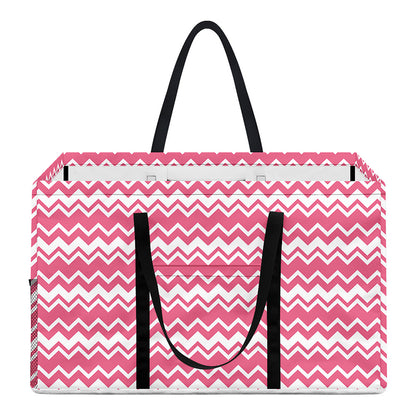 Pink And White Zigzag Pattern Print Utility Tote Bag
