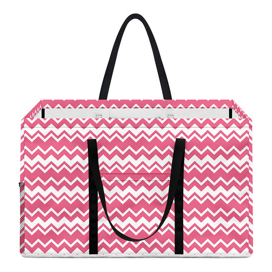 Pink And White Zigzag Pattern Print Utility Tote Bag