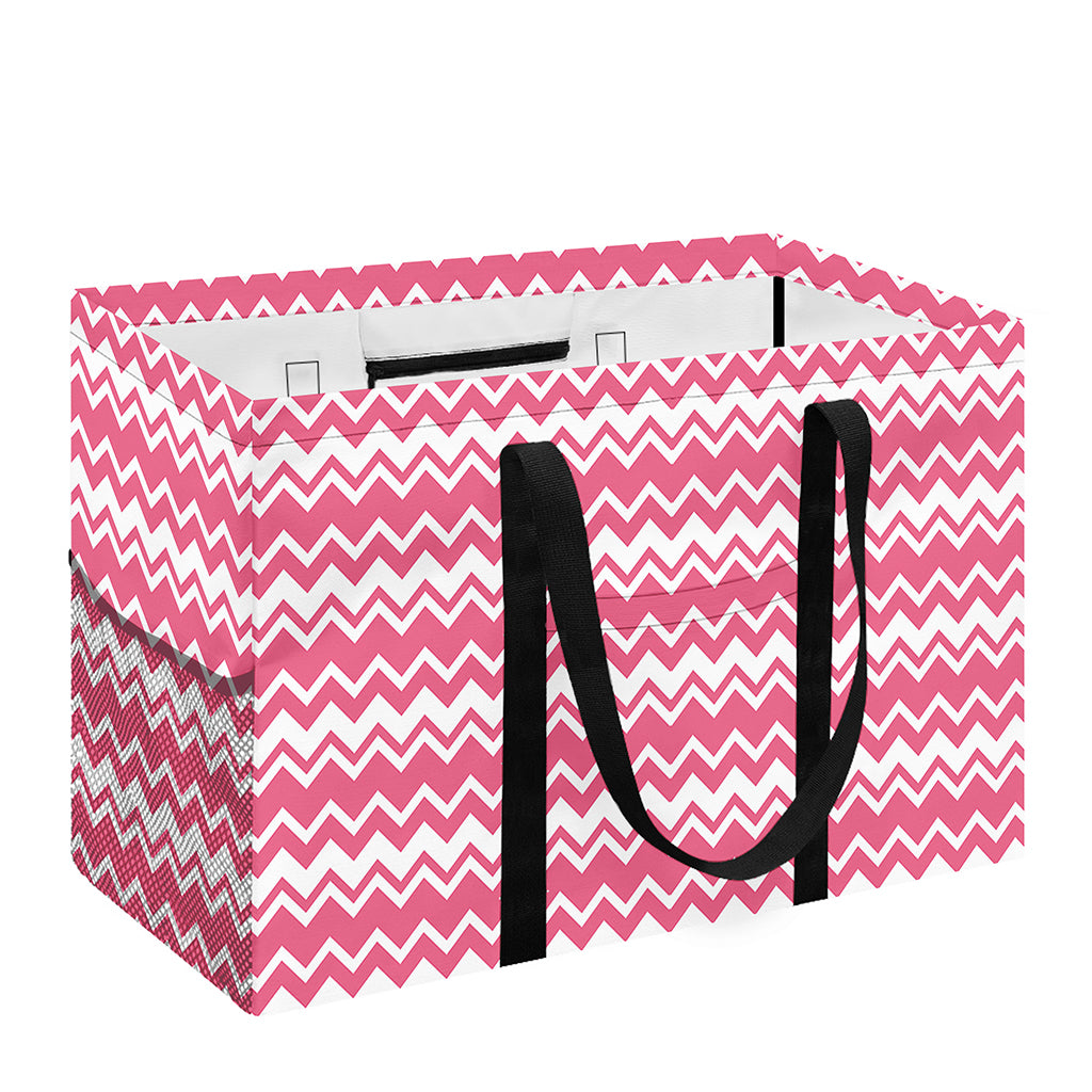 Pink And White Zigzag Pattern Print Utility Tote Bag