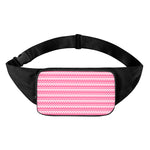 Pink And White Zigzag Pattern Print Waist Bag