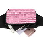 Pink And White Zigzag Pattern Print Waist Bag