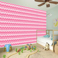 Pink And White Zigzag Pattern Print Wall Sticker