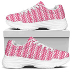 Pink And White Zigzag Pattern Print White Chunky Shoes
