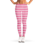 Pink And White Zigzag Pattern Print Women's Leggings