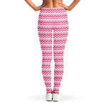 Pink And White Zigzag Pattern Print Women's Leggings