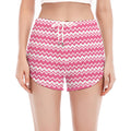 Pink And White Zigzag Pattern Print Women's Split Running Shorts