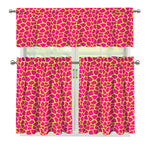 Pink And Yellow Giraffe Pattern Print 3 Piece Kitchen Curtains