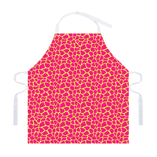 Pink And Yellow Giraffe Pattern Print Adjustable Apron