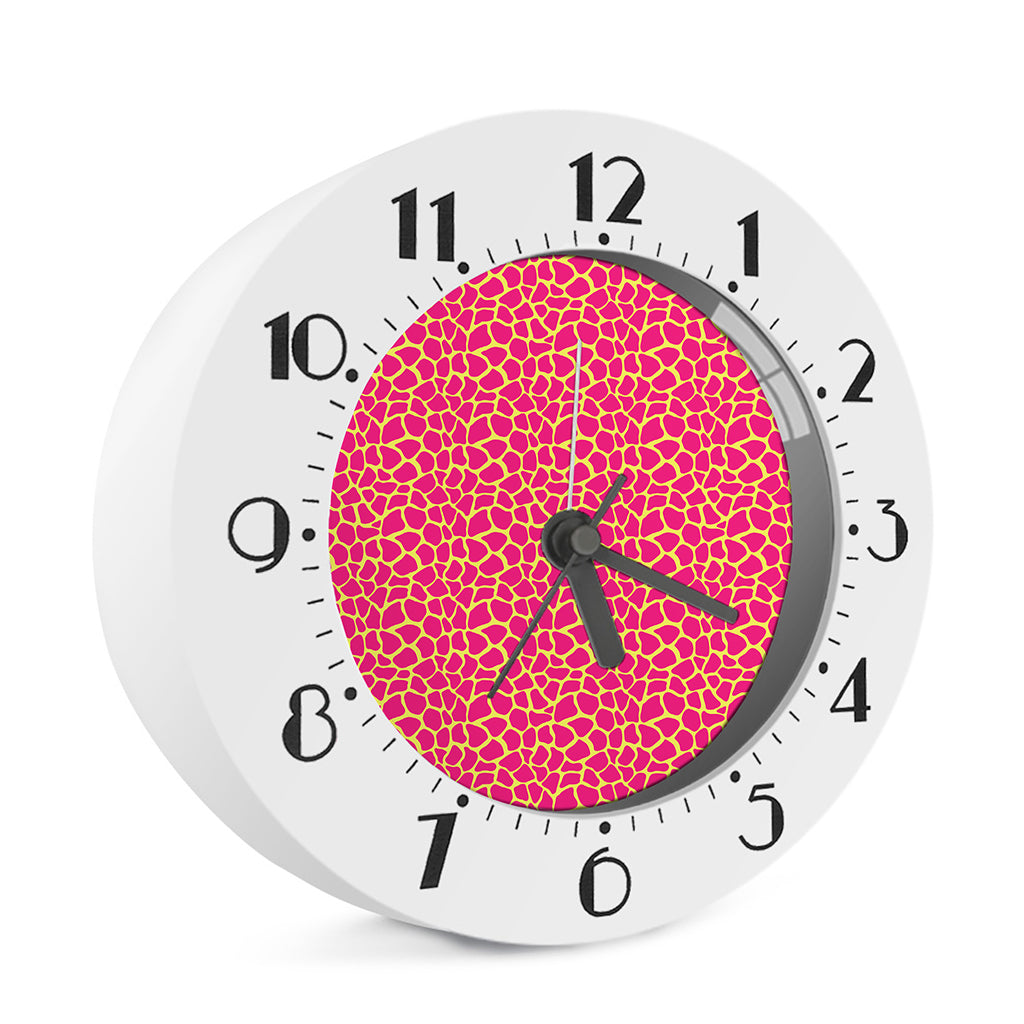 Pink And Yellow Giraffe Pattern Print Alarm Clock