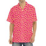 Pink And Yellow Giraffe Pattern Print Aloha Shirt